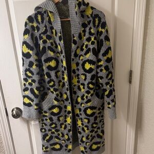 Fashion Nova Textured Cardigan in Gray and Yellow